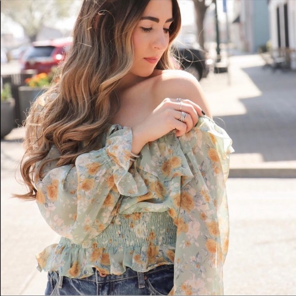 Floral Ruffle Sleeve Tie Front Top - Picture 10 of 13